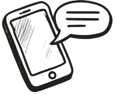 Ink sketch of a phone with a message bubble